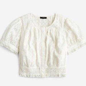 J. Crew Women's Button-front eyelet crop top size M